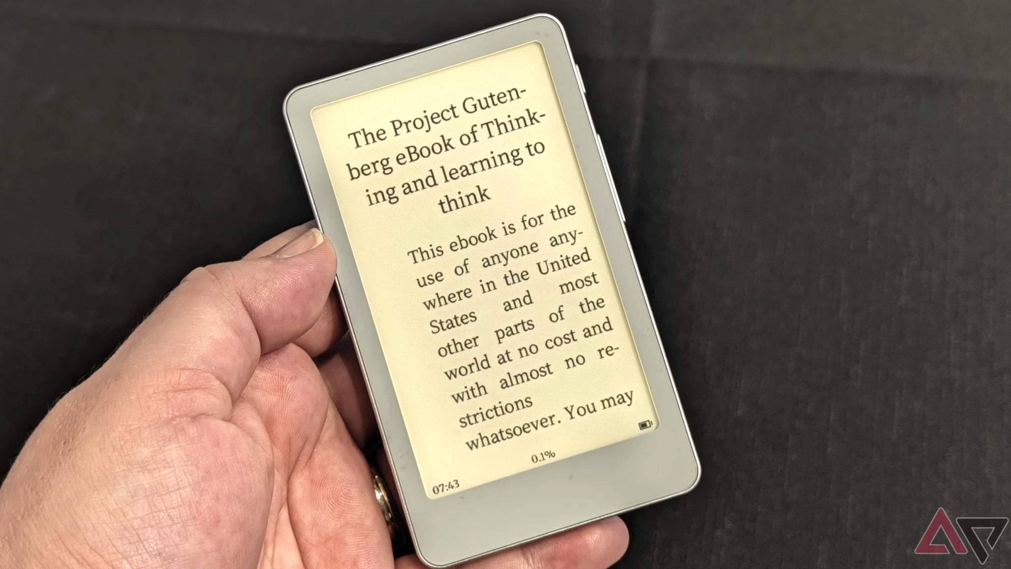 The Boox Picco in someone's hand