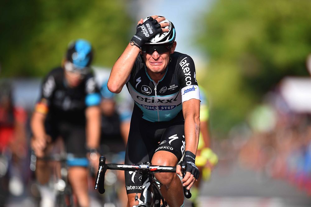 Maxime Bouet (Etixx-QuickStep) reacts after spending the day in the breakaway, only to get caught inside the final kilometre.