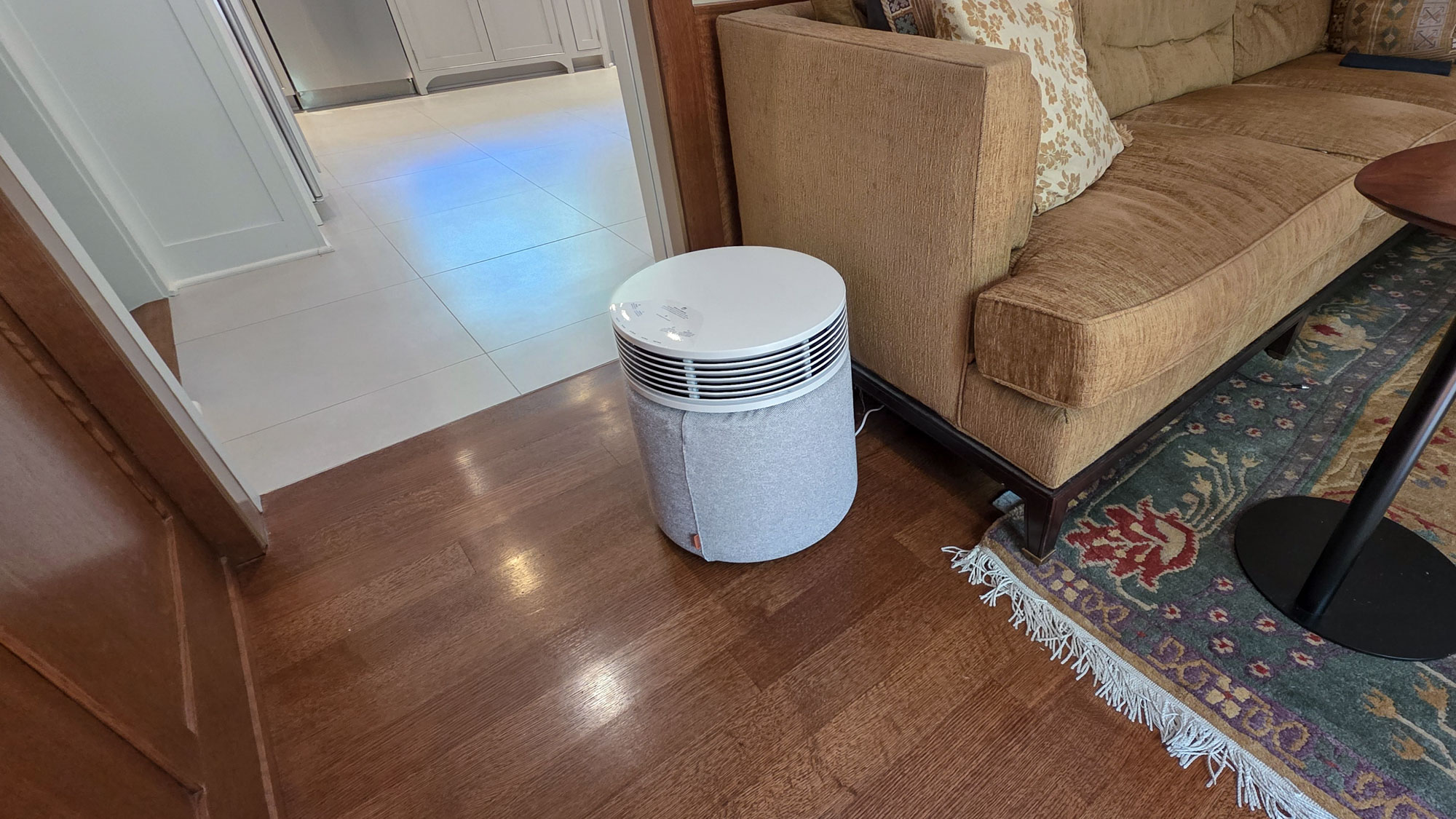 Blueair Blue Signature purifier on wooden floor in living room
