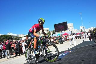 Alejandro Valverde (Movistar) rides to the start in Cadiz
