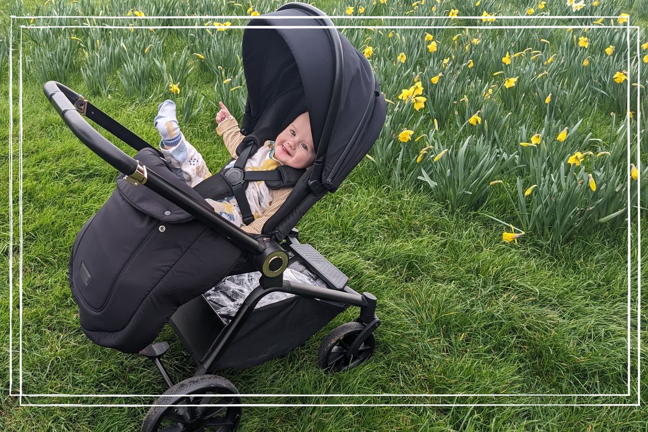 The Ickle Bubba Altima travel system pictured with our tester&#039;s baby