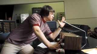 Singer and mastermind Brian Wilson of the rock and roll band "The Beach Boys" directs from the control room while recording the album "Pet Sounds" in 1966 in Los Angeles, California.