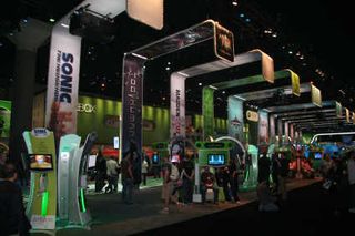 Microsoft's expansive booth at E3 showcased some of the upcoming titles for Xbox 360, such as Too Human, Saint's Row, Crackdown and F.E.A.R.