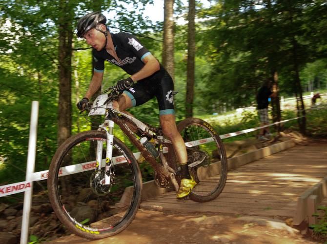 Nick Waite (Pro Tested) crossing one of the many bridges