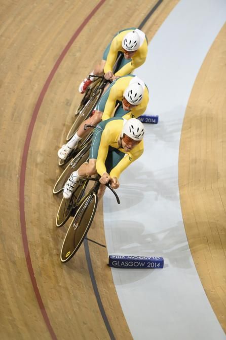 Men's team pursuit gold medal winners from Australia: Jack Bobridge, Luke Davison, Alex Edmondson, Glenn O'Shea