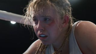 Sydney Sweeney as Christy during a fight.