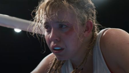 Sydney Sweeney as Christy during a fight.