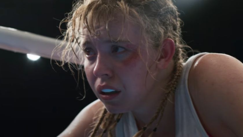 Sydney Sweeney as Christy during a fight.