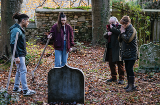 Harry Wild season 2 first look image featuring characters in a graveyard