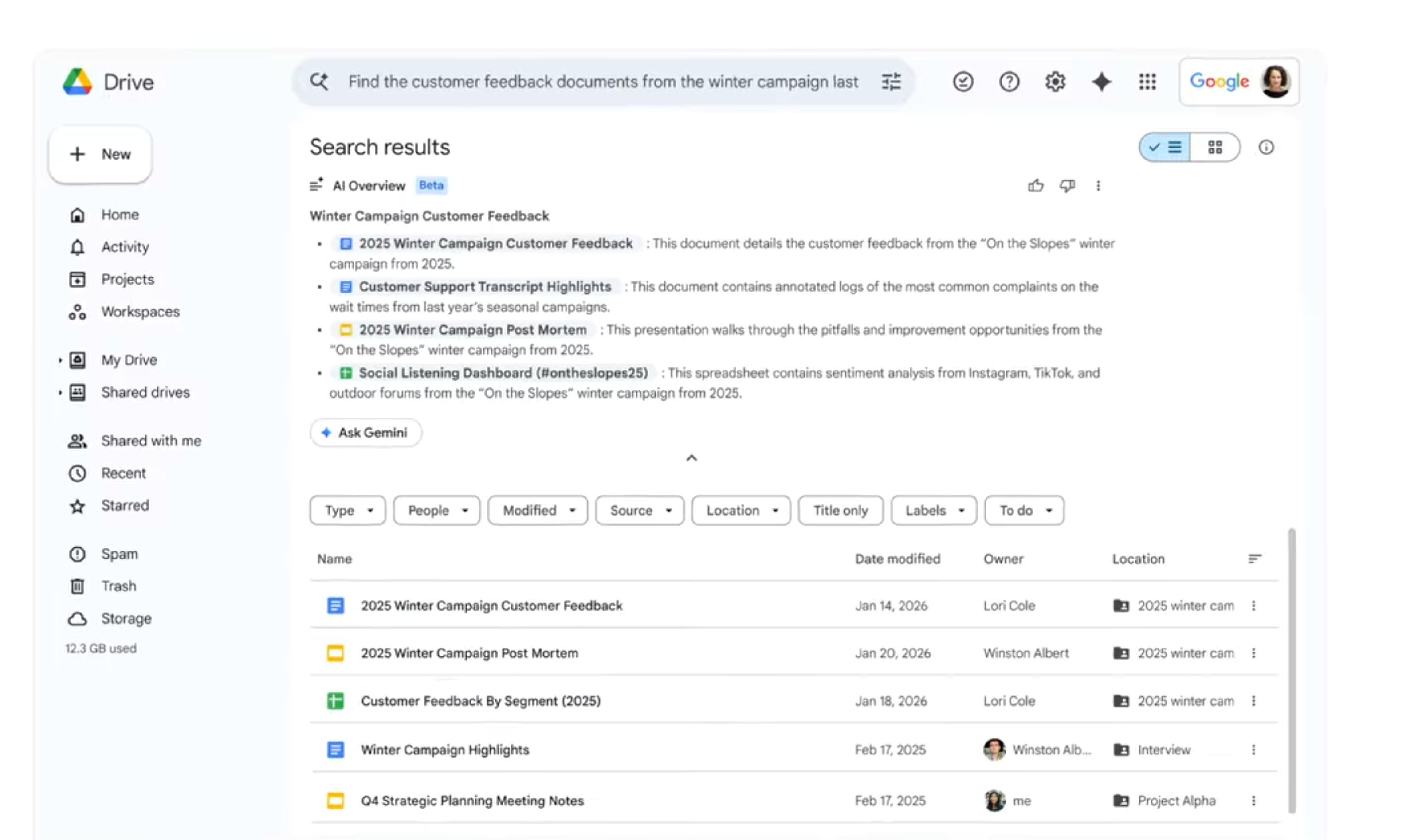 Gemini in Google Drive