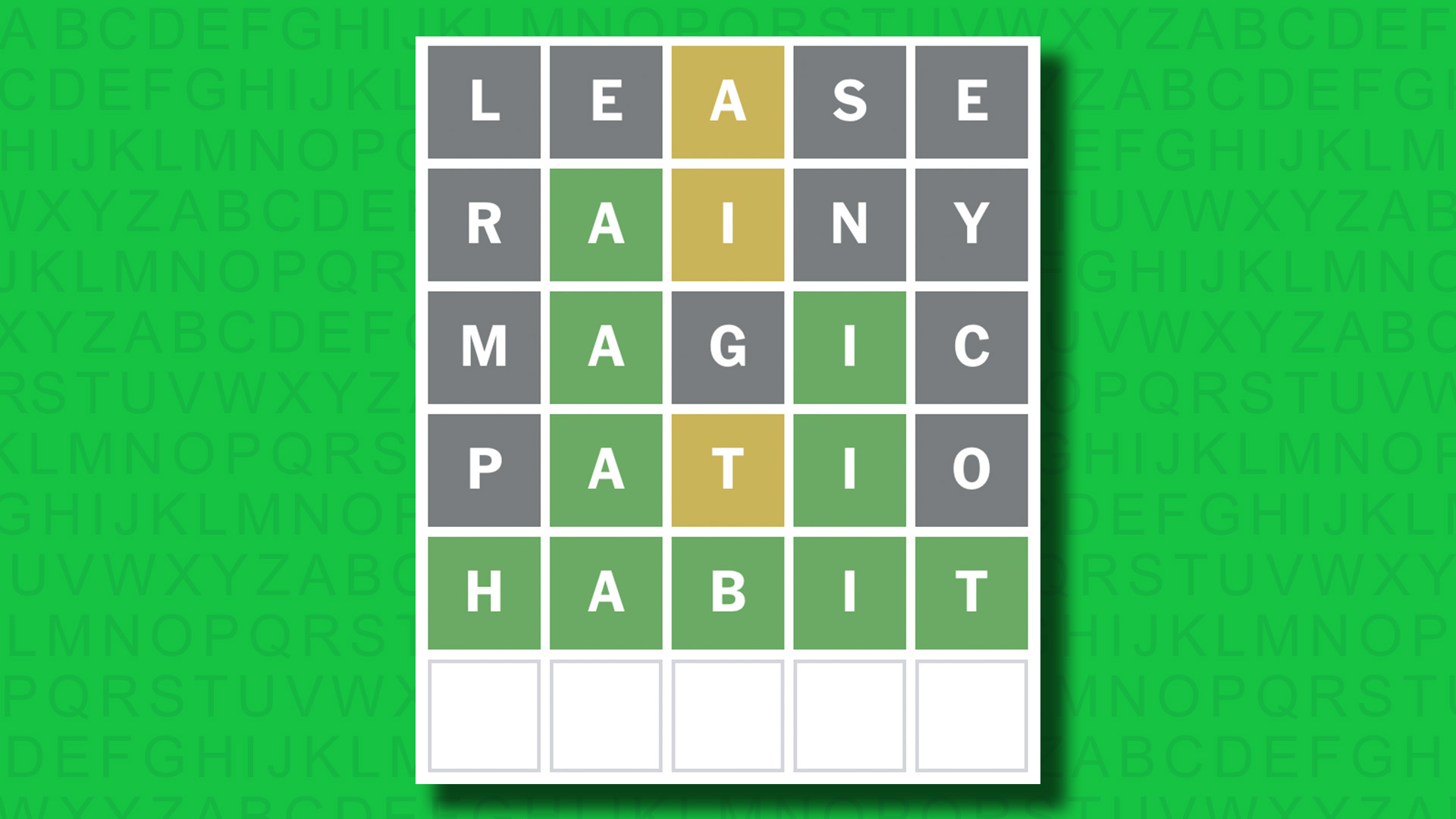 NYT Wordle answer for game 1442 on a green background