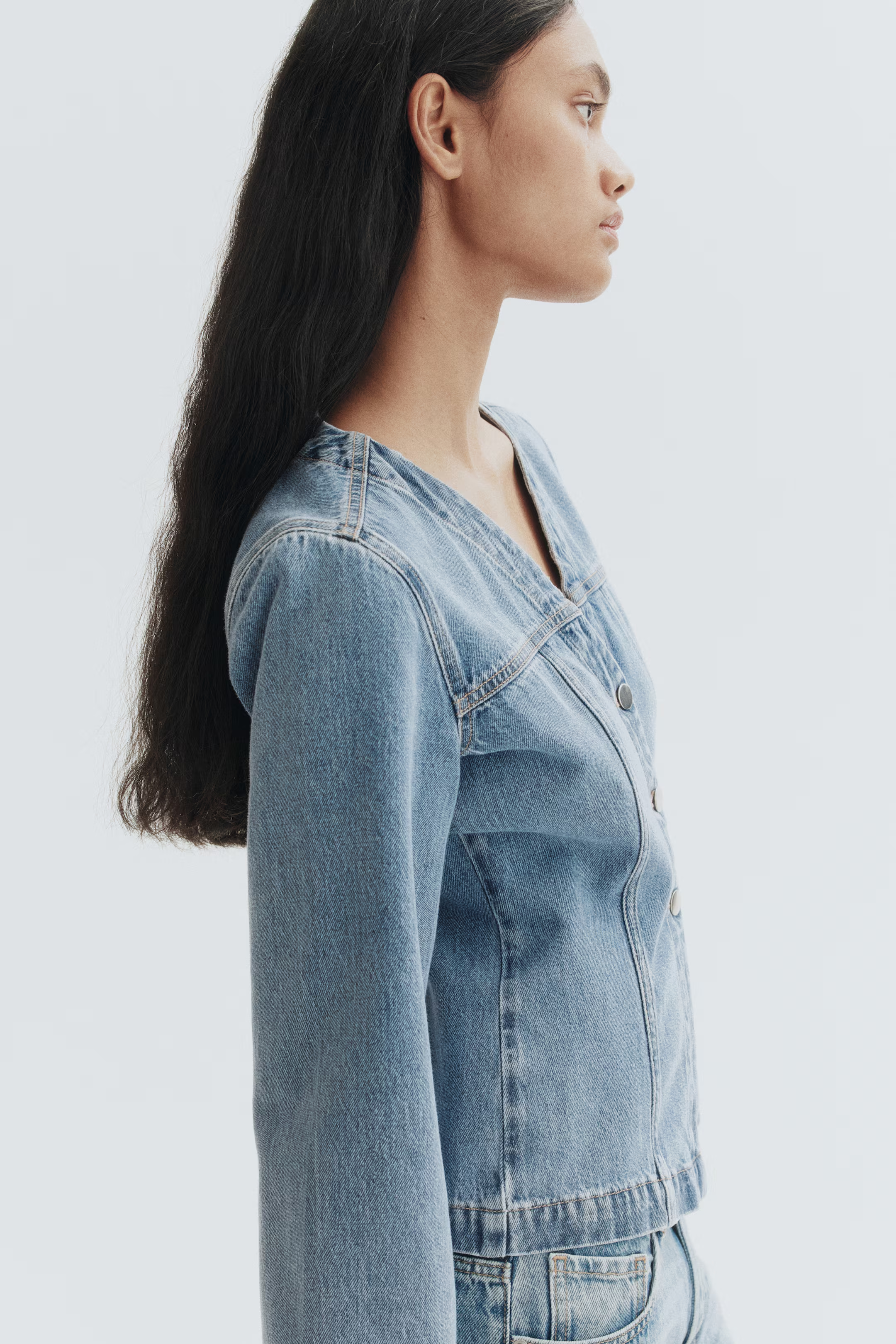 H&amp;amp;M, V-neck denim jacket