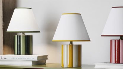 3 M&amp;S Lola lamps in green, yellow and red