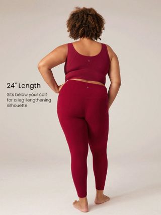 24'' Featherfit™ Plus Size Super High Waist Leggings With Hidden Front Pocket Low Impact Yoga Daily