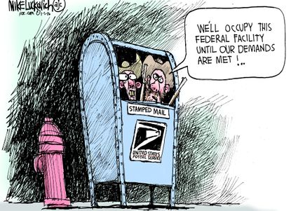 Editorial cartoon U.S. Oregon Federal Facility Postal Service