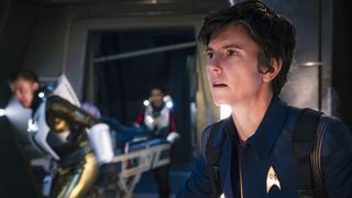 Here you can see comedian and actor Tig Notaro as Chief Engineer Reno in "Brother," Episode 201 of "Star Trek: Discovery."