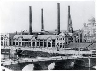 Archival image of GES-2 building, a former power station built between 1904 and 1908. Image: Mosenergo archives art history
