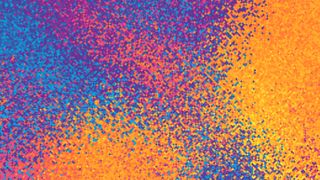 An artist's illustration of particles moving inside a box.