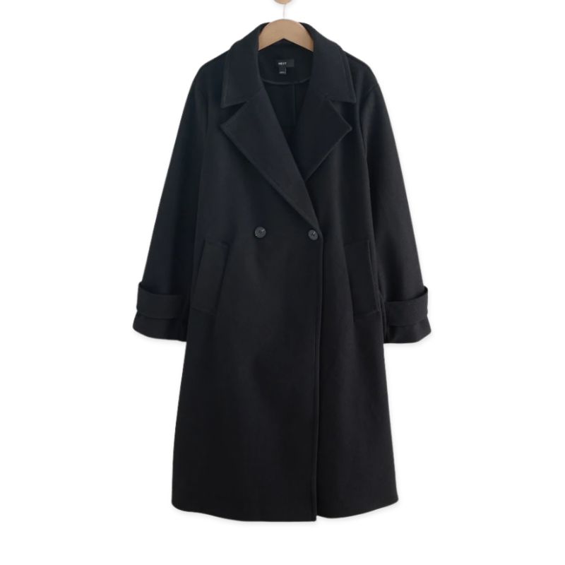 A navy oversized maxi coat from Next