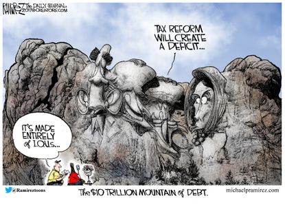 Political cartoon U.S. tax cuts democrats Mount Rushmore