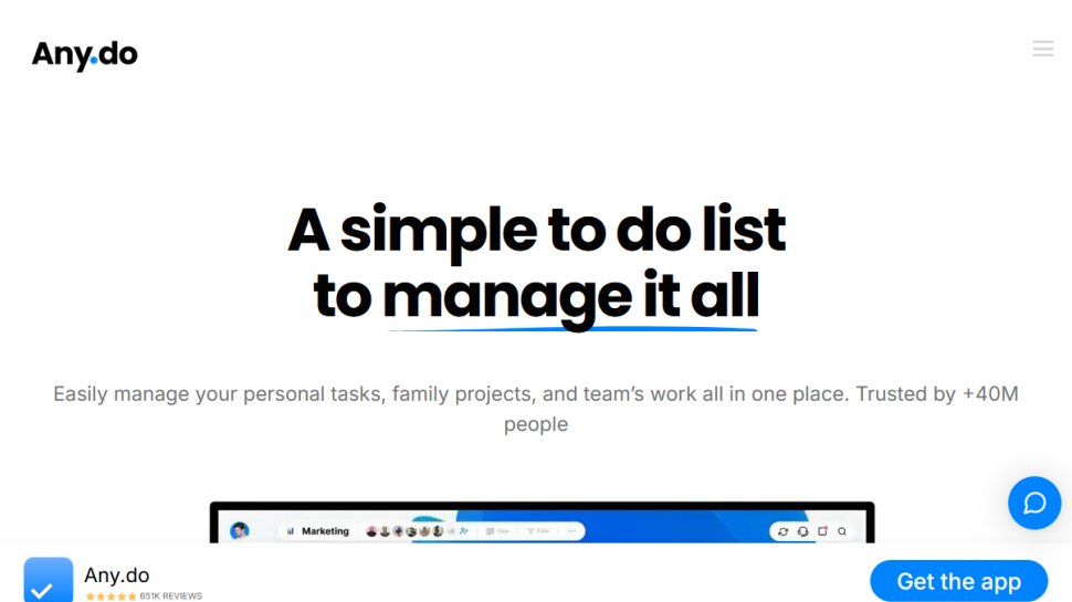 Any.do website screenshot (January 2026).
