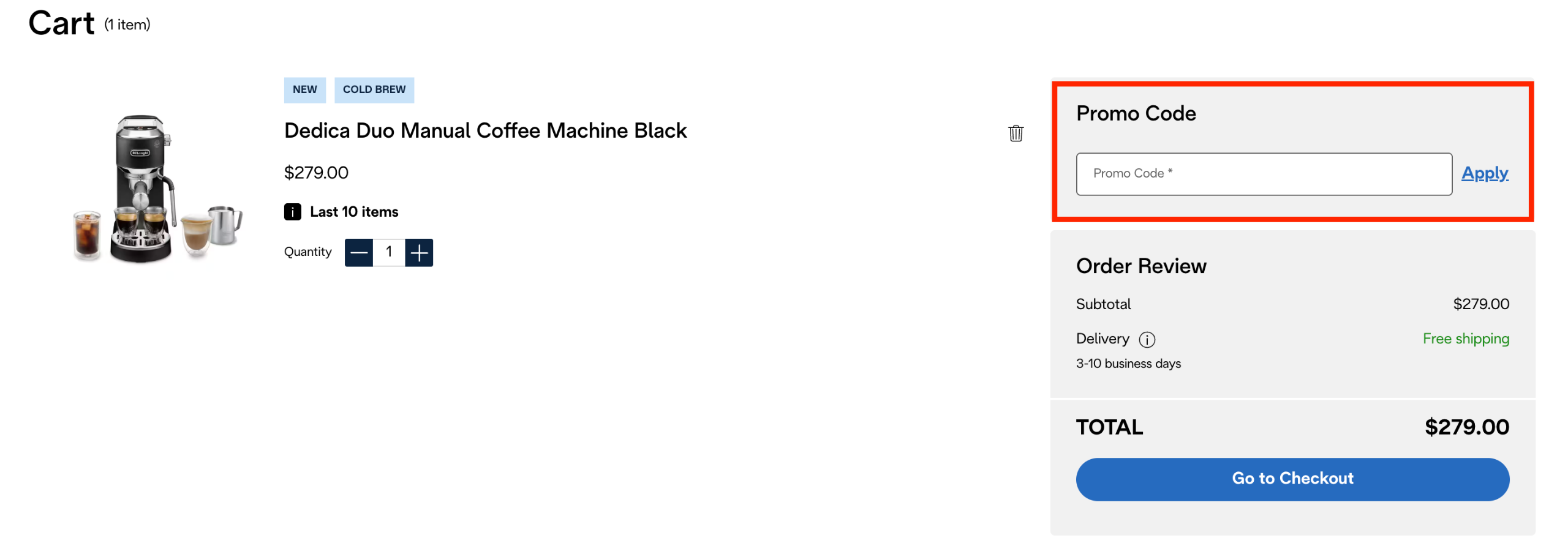 A screenshot of the checkout page on De'Longhi AU's website