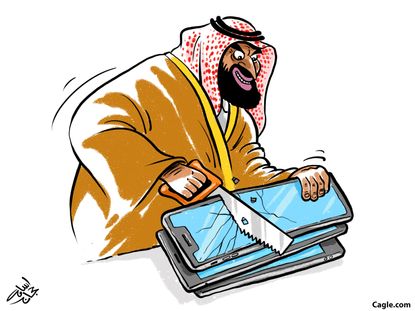 Political Cartoon World Jeff Bezos Saudi Crown Prince bin Salman Amazon Washington Post hacking