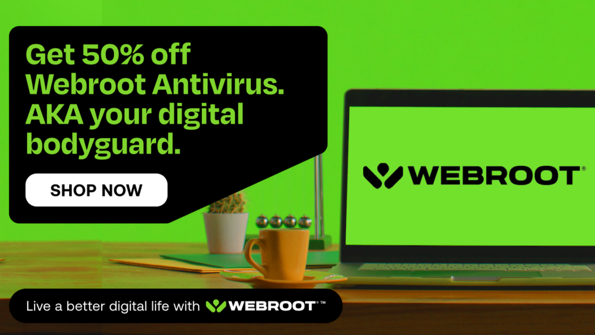 Get Webroot Essentials, the #1 rated antivirus software, for 50% off