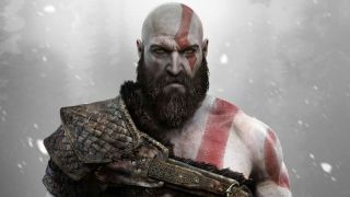 An image of Kratos from God of War (2018) in front of a snowy backdrop