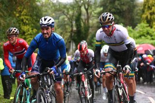 Australia’s Michael Matthews (right) rides alongside France’s Julian Alaphilippe during the 2019 World Championships road race. Both riders were two of just 46 finishers of the wet and cold edition of the race
