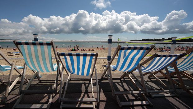 The summer weather at a beach in Weymouth