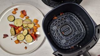 Magic Bullet air fryer after cooking vegetables