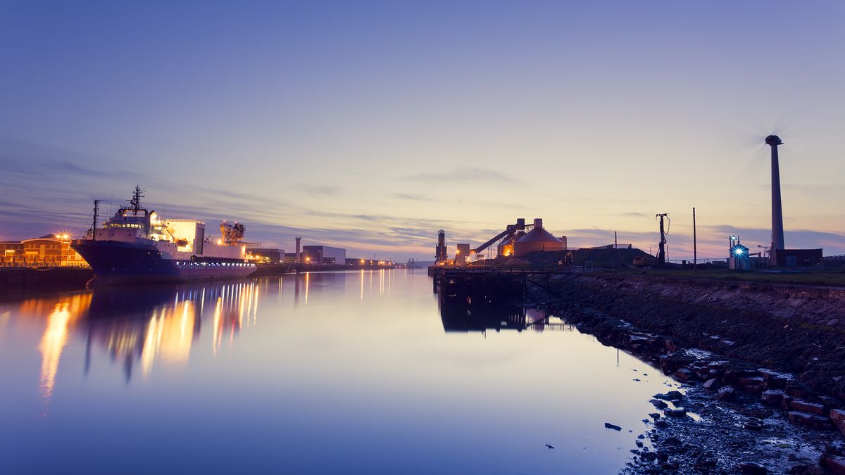 A photo of the Port of Blyth at dusk