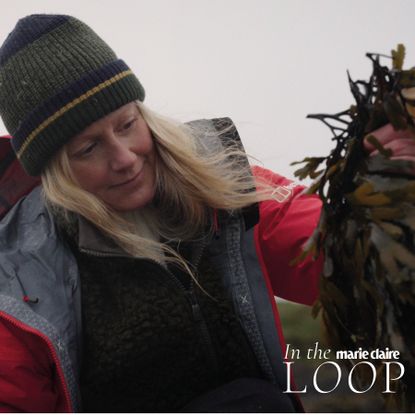 Lisa Oxenham hand harvesting seaweed with Ishga