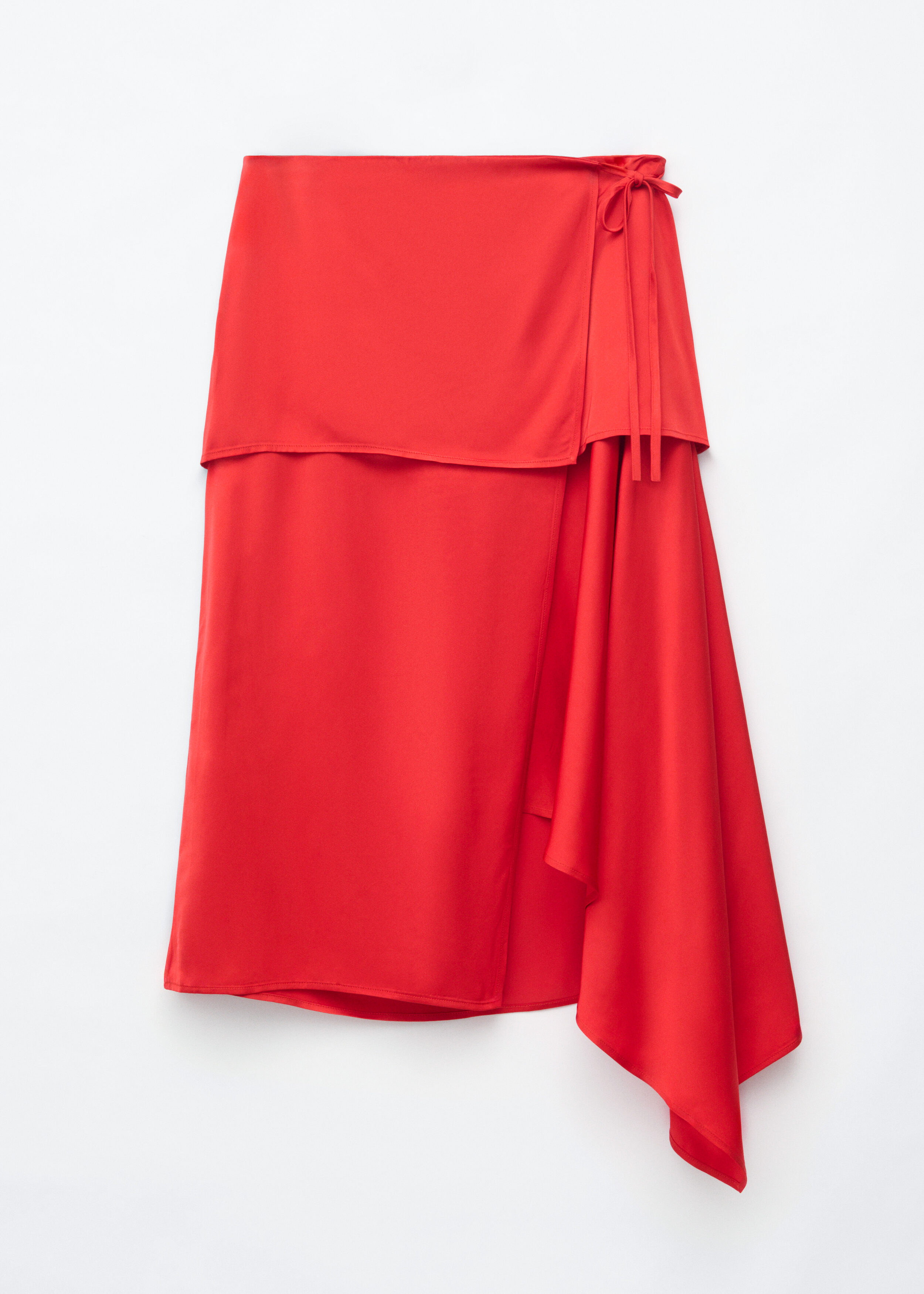 Layered Panel Wrap Skirt - Red