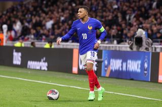 France Euro 2024 squad Kylian Mbappe #10 of France controls the ball during the international friendly match between France and Germany at Groupama Stadium on March 23, 2024 in Lyon, France.(Photo by Catherine Steenkeste/Getty Images)