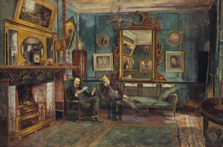 Henry Treffry Dunn's 'Dante Gabriel Rossetti and Theodore Watts-Dunton at Tudor House', at the Watts Gallery show