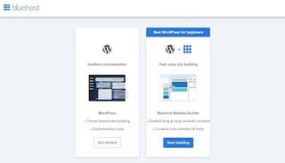 Bluehost's options for building a WordPress website within its control panel