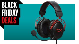 The HyperX cloud alpha gaming headset side on