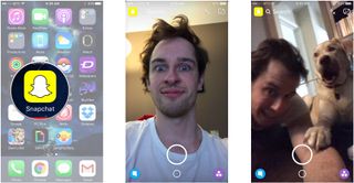 Launch Snapchat, tap the camera button to switch to the front-facing camera, find a face swap victim