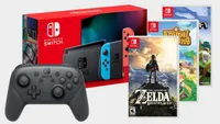 Nintendo Switch (Neon Blue/Red) + Animal Crossing: New Horizons + The Legend of Zelda: Breath of the Wild + Minecraft + Nintendo Pro Controller | $519.99 at Gamestop
