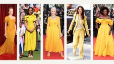 Five celebrities who dazzled in yellow (L-R) Sharon Stone, Kate Middleton, Helen Mirren, Katie Holmes and Viola Davis