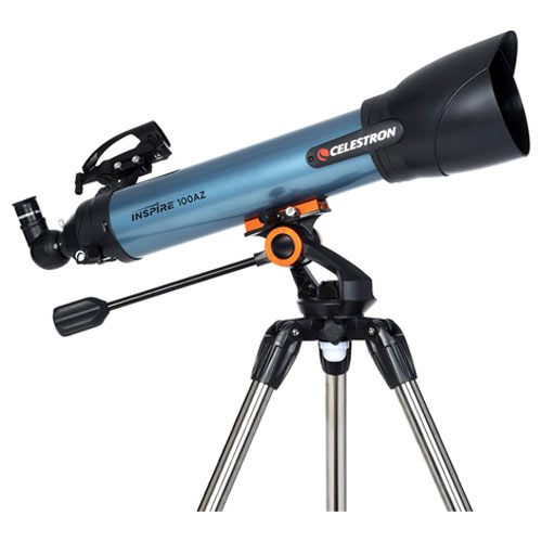 Celestron Inspire 100AZ telescope on a white background.