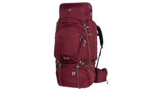 Jack Wolfskin Denali 65 women's hiking backpack on white background