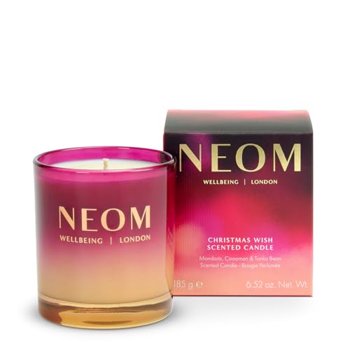 Neom- Christmas Wish Candle | Mandarin, Cinnamon &amp;amp; Tonka Bean (1 Wick) I Made With 100% Naturally Derived Wax I Designed to Help You Relax and Unwind I Expertly Blended
