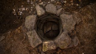 Well uncovered at the archaeologival excavation of a Roman trading settlement, Blackgrounds, South Northamptonshire