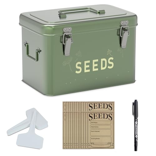 Orionstar Metal Seed Storage Organizer, 3 Compartments, Vintage Dark Green