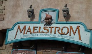 The Maelstrom sign at EPCOT's Norway pavilion