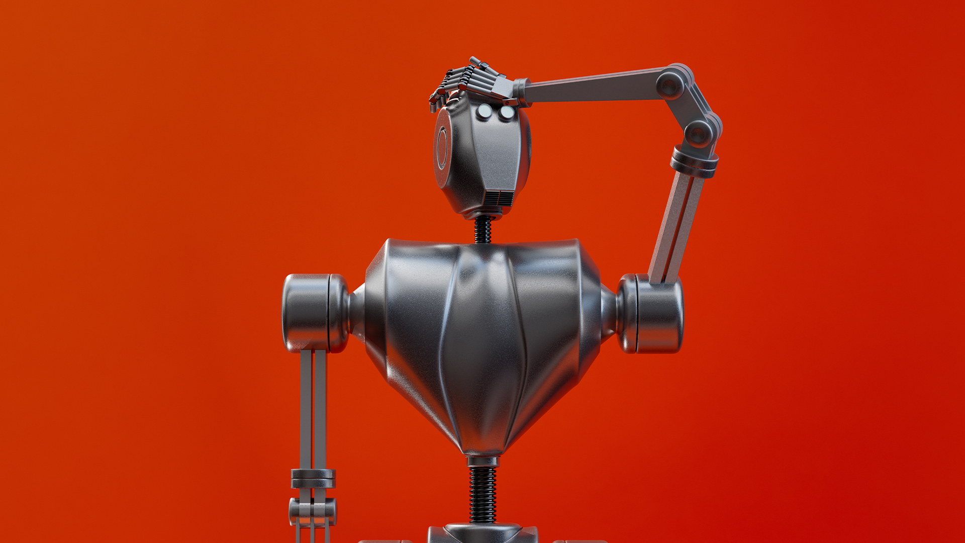 A robot figure representing the use f AI to write brand briefs for design agencies