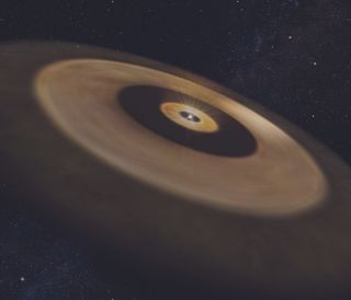 An artist's illustration of the disk around the young star DM Tau.